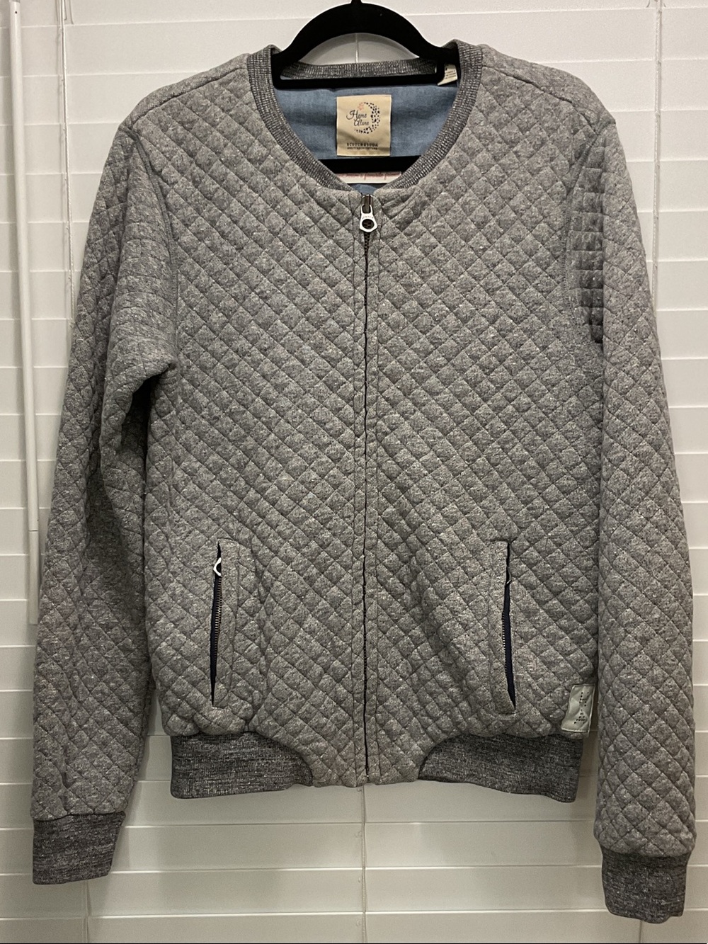 Scotch & Soda Quilted Grey Long Sleeve Bomber Jacket